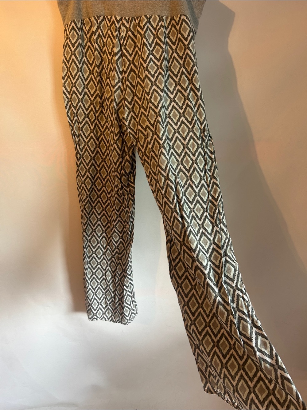Women's linen Sundance pants  in Gray Diamond Print XL - Picture 5 of 5